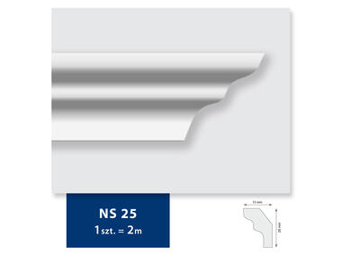 Zdjęcie: Listwa sufitowa ze styropianu NS 25, 2 sztuki 200x2,5x1,5 cm biały DMS