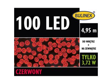 Zdjęcie: Lampki choinkowe LED 4,95 m czerwone 100 lampek zielony przewód BULINEX