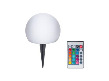 Zdjęcie: Lampka solarowa kula 20 cm RGB + pilot biała naziemna VOLTENO