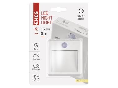 Zdjęcie: Lampka nocna LED do gniazdka 230 V z czujnikiem EMOS