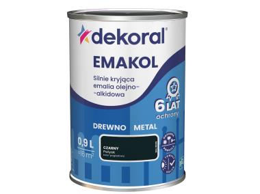 Zdjęcie: Emalia ftalowa Emakol Strong czarny 0,9 L DEKORAL