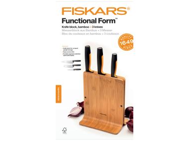 Zdjęcie: Zestaw noży bambusowych w bloku Functional Form 3 szt. FISKARS