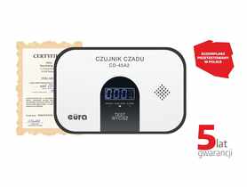 Czujnik czadu CD-45A2 bateryjny, wyświetlacz LCD, wolnostojący EURA