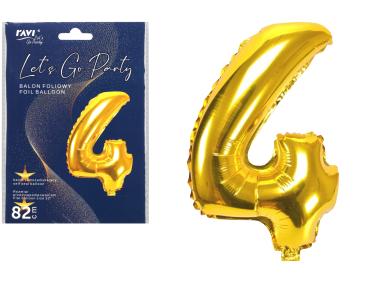 Zdjęcie: Balon foliowy 82 cm LGP Cyfra 4, kolor złoty art. 22129 DECOR