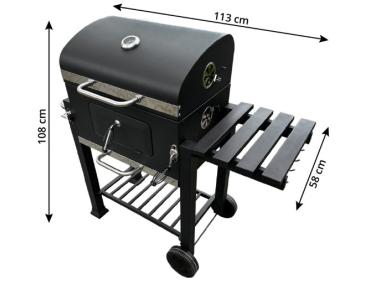 Zdjęcie: Grill węglowy 113,5x50x107 cm z żeliwnym rusztem 4IQ