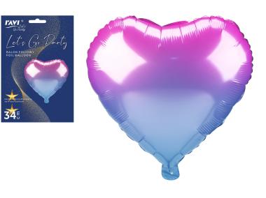 Zdjęcie: Balon foliowy Heart różowo-niebieski RAVI