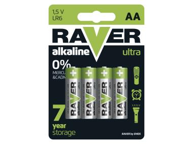Zdjęcie: Bateria alkaliczna Raver Ultra Alkaline AA (LR6) blister 4 EMOS