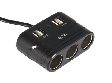 Zdjęcie: Rozgałęźnik gniazda zapalniczki - 3 gniazda + 4x USB LB0162 LIBOX