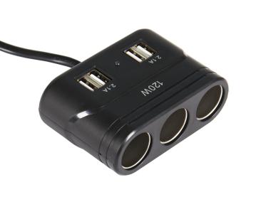 Zdjęcie: Rozgałęźnik gniazda zapalniczki na 3 gniazda + 4x USB LB0162 LIBOX