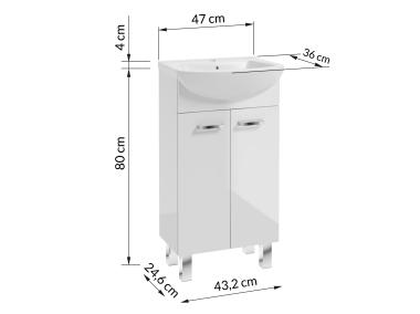 Zdjęcie: Zestaw łazienkowy szafka z umywalką Mea 45 cm biały połysk DEFTRANS