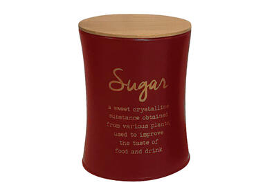 Zdjęcie: Puszka z pokrywą bambusową 11x11x15 cm czerwona dekoracja Sugar ALTOMDESIGN