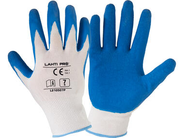 Zdjęcie: Rękawice lateks niebiesko-białe, 12 par, 9, CE, LAHTI PRO