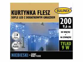 Kurtyna LED sople 200 szt. 10 m niebieski BULINEX