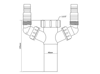 Zdjęcie: Przedłużka do syfonu zlewozmywakowego 1.1/2 x40 mm z podłączeniem do pralki i zmywarki MCALPINE