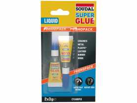 Klej sekundowy Super Glue liquid 3 g + 3 g SOUDAL