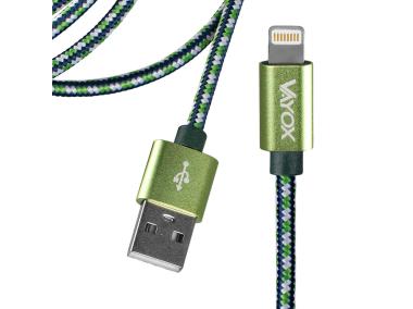 Zdjęcie: Kabel USB - lightning zielony 1,5 m VA0147 VAYOX