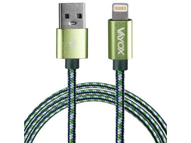 Zdjęcie: Kabel USB - lightning zielony 1,5 m VA0147 VAYOX