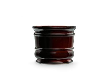 Zdjęcie: Doniczka ceramiczna z podstawką Beczka 24x27,5 cm brązowy połysk FLOWERPOT