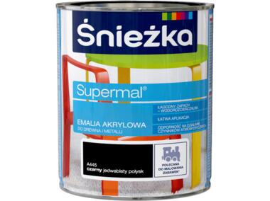 Zdjęcie: Farba emaliowo-akrylowa Supermal 0,8 L czarna ŚNIEŻKA