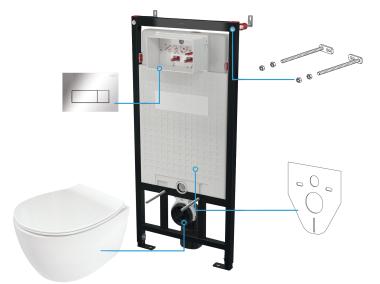 Zdjęcie: Zestaw WC podtynkowy 6 w 1 Silia biały, chrom DEANTE