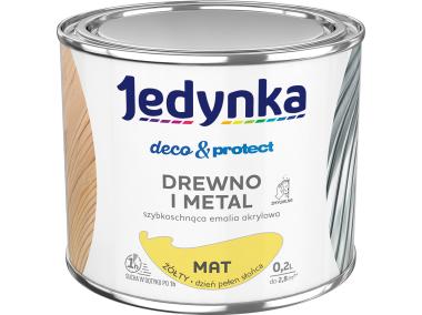 Zdjęcie: Emalia akrylowa Deco&Protect drewno i metal mat żółty 0,2 L JEDYNKA