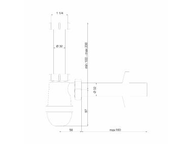 Zdjęcie: Syfon umywalkowy 1 1/4"x32 mm bez spustu INSTADRAIN