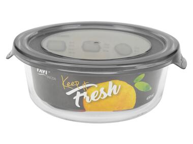 Zdjęcie: Pojemnik ze szkła żaroodpornego 650 ml okrągły, wzór Grey, Keep it fresh DECOR