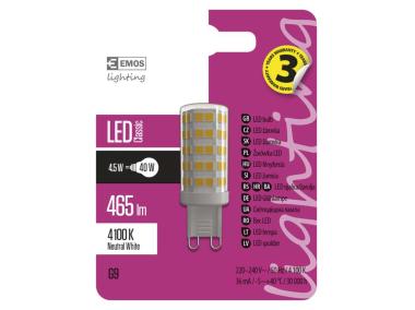 Zdjęcie: Żarówka LED Classic JC, G9, 4,5 W (40 W), 465 lm, neutralna biel EMOS