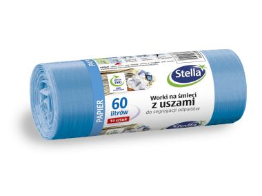 Zdjęcie: Worki na śmieci z uszami do segregacji odpadów papier 60 L - 14 szt. niebieskie STELLA