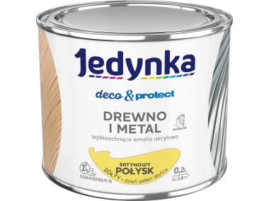 Zdjęcie: Emalia akrylowa Deco&Protect drewno i metal satynowy połysk żółty 0,2 L JEDYNKA