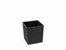 Doniczka Juka 19x19 cm rattan czarna LAMELA