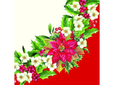 Zdjęcie: Serwetki Tat Bn Wreath with poinsettia red DAJAR