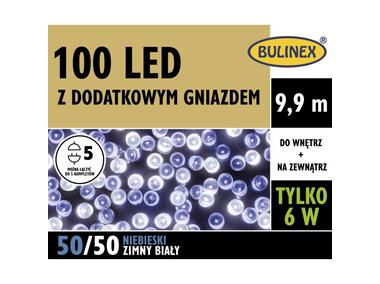 Zdjęcie: Lampki LED z dodatkowym gniazdem 9,9 m niebieskie/zimny biały 100 lampek BULINEX