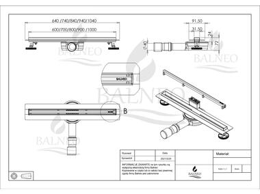 Zdjęcie: Odpływ liniowy prysznicowy (wąski) Slim & Low ProLine Gun Metal 70 cm BALNEO