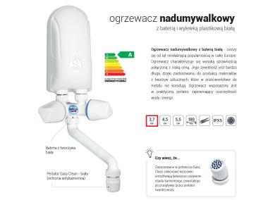 Zdjęcie: Ogrzewacz wody 3,7 kW z baterią białą 230 V DAFI