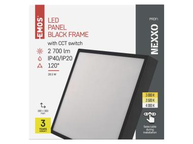 Zdjęcie: Panel LED natynkowy Nexxo, kwadrat, czarny, 28,5W, CCT EMOS
