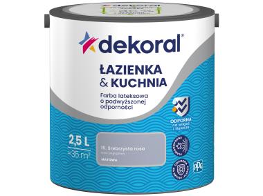 Zdjęcie: Farba do łazienki i kuchni srebrzysta rosa 2,5 L DEKORAL