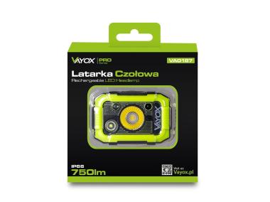 Zdjęcie: Latarka akumulatorowa czołowa 750lm CREE + SMD Pro Series VA0187 VAYOX