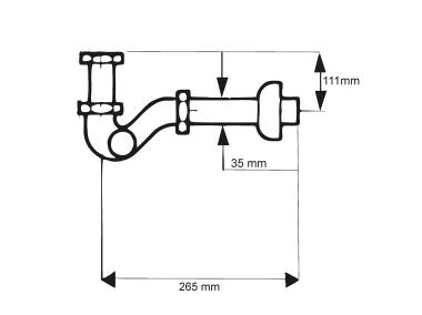 Zdjęcie: Syfon bidetowy rurowy 1.1/4x32 mm mosiądz chrom bez spustu MCALPINE