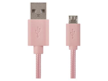 Zdjęcie: Kabel Usb 2.0, wtyk A - micro B, 1m, ładowanie, transmisja danych, różowy EMOS