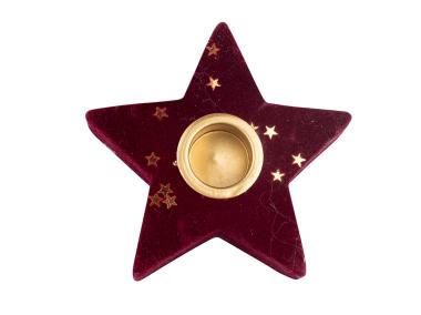 Zdjęcie: Świecznik Gwiazda bordowy ze złotem 9,5x9x2,5 cm ALTOMDESIGN