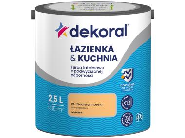 Zdjęcie: Farba do łazienki i kuchni złocista morela 2,5 L DEKORAL