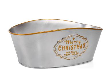Zdjęcie: Koszyk prezentowy świąteczny z metalu 27x17x9/10,5 cm srebrny  TIN TOURS