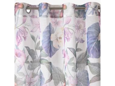 Zdjęcie: Zasłona Azalia 140x250 cm naturalna z wzorem na przelotkach EUROFIRANY