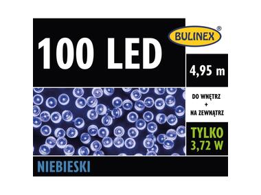 Zdjęcie: Lampki choinkowe LED 4,95 m niebieskie 100 lampek zielony przewód BULINEX