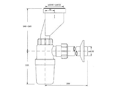 Zdjęcie: Syfon pisuarowy z przesunięciem 32 mm2 x32 mm z uszczelką wargową MCALPINE