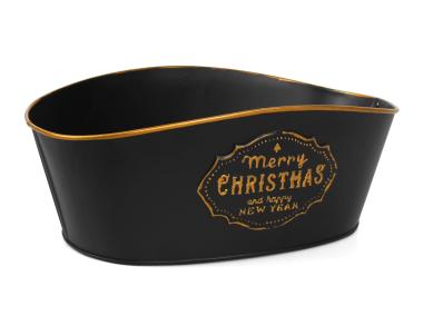 Zdjęcie: Koszyk prezentowy z metalu 27x17x9/10,5 cm świąteczny czarny TIN TOURS