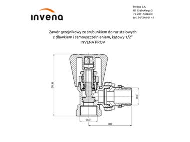 Zdjęcie: Zawór grzejnikowy ze śrubunkiem do rur stalowych z dławkiem i samouszczelnieniem, kątowy 1/2 INVENA