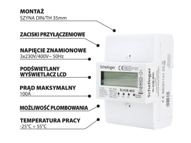 Zdjęcie: Licznik energii 3 fazowy Mid 100A SCHELINGER