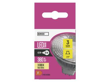 Zdjęcie: Żarówka LED Classic MR16, GU5.3, 4,5 W (28 W), 380 lm, ciepła biel EMOS